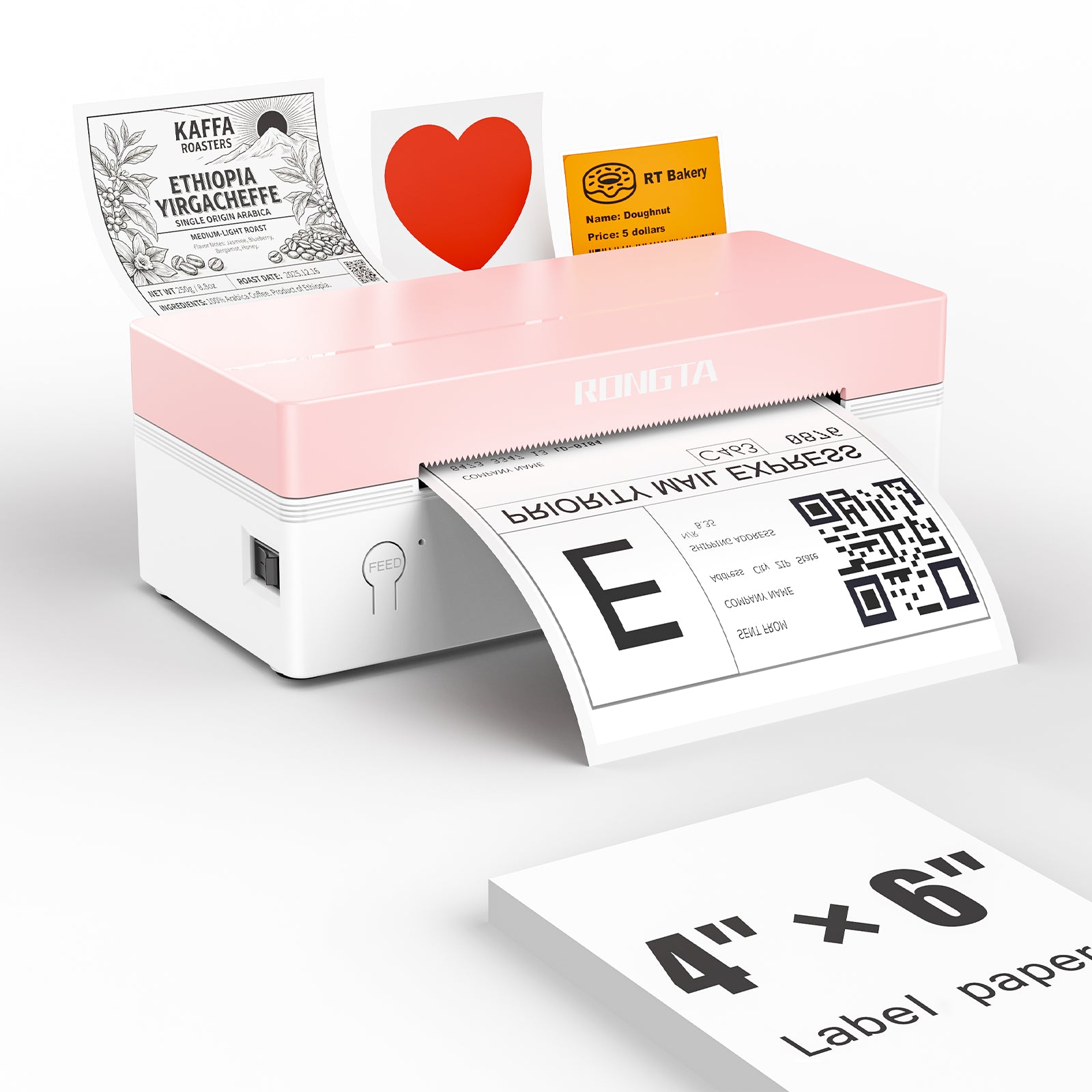 Rongta RP425 Thermal Shipping Label Printer (Pink)