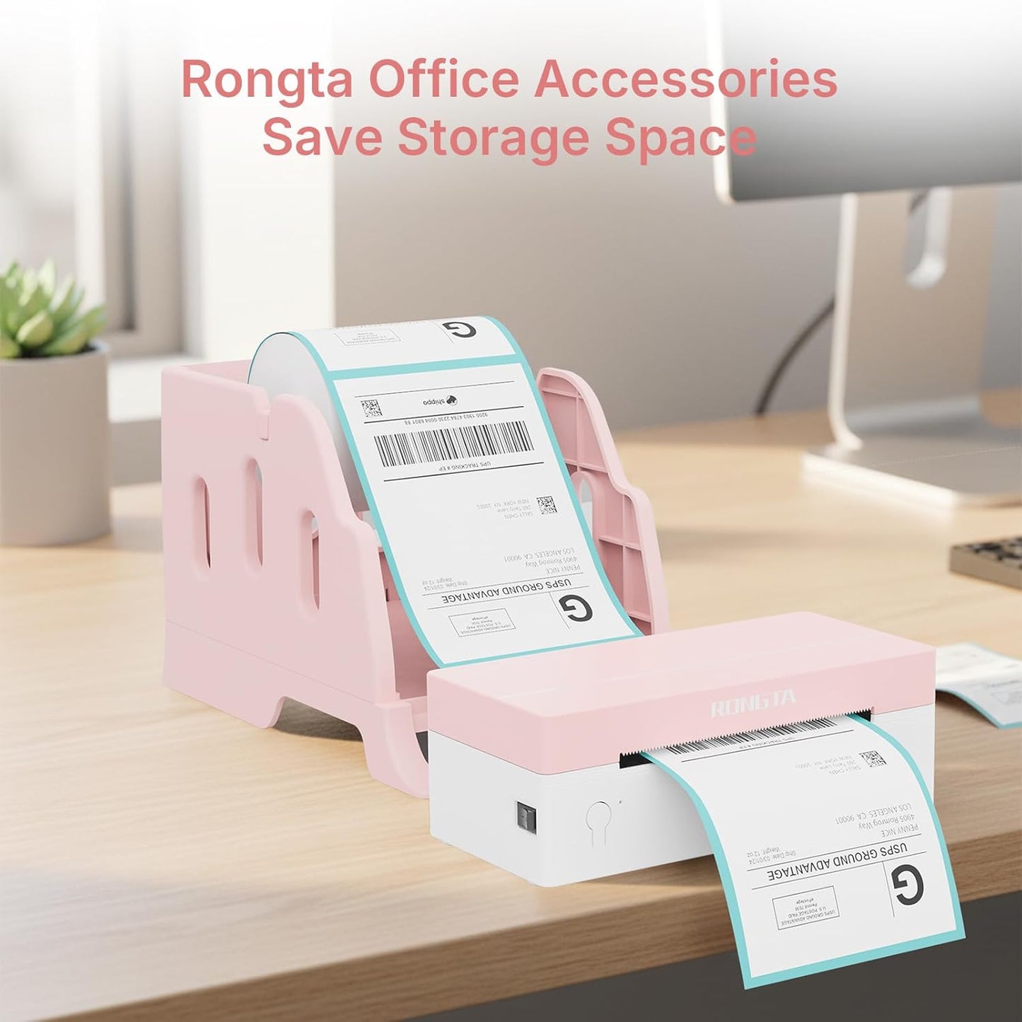 Rongta RP425 Thermal Shipping Label Printer (Pink)