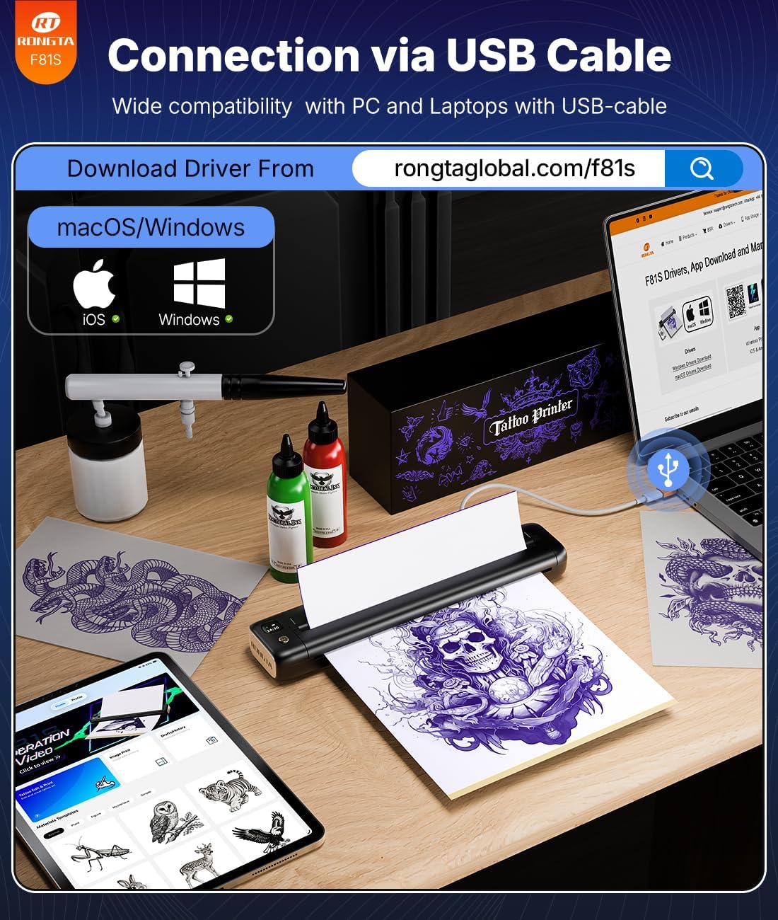 Rongta F81S Tattoo Stencil Printer (Purple)