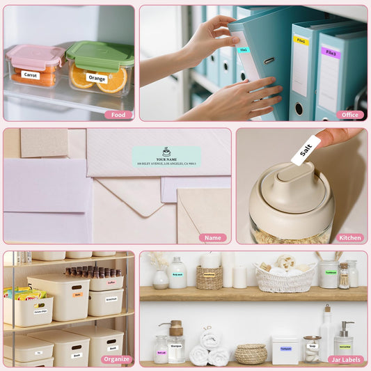 Rongta R5 Mini Label Maker Machine with Tape (Pink)