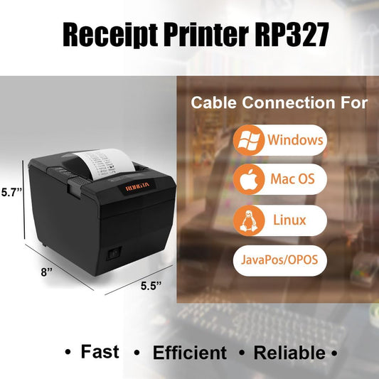 Rongta RP327 POS Receipt Printer, 80mm Thermal Printer