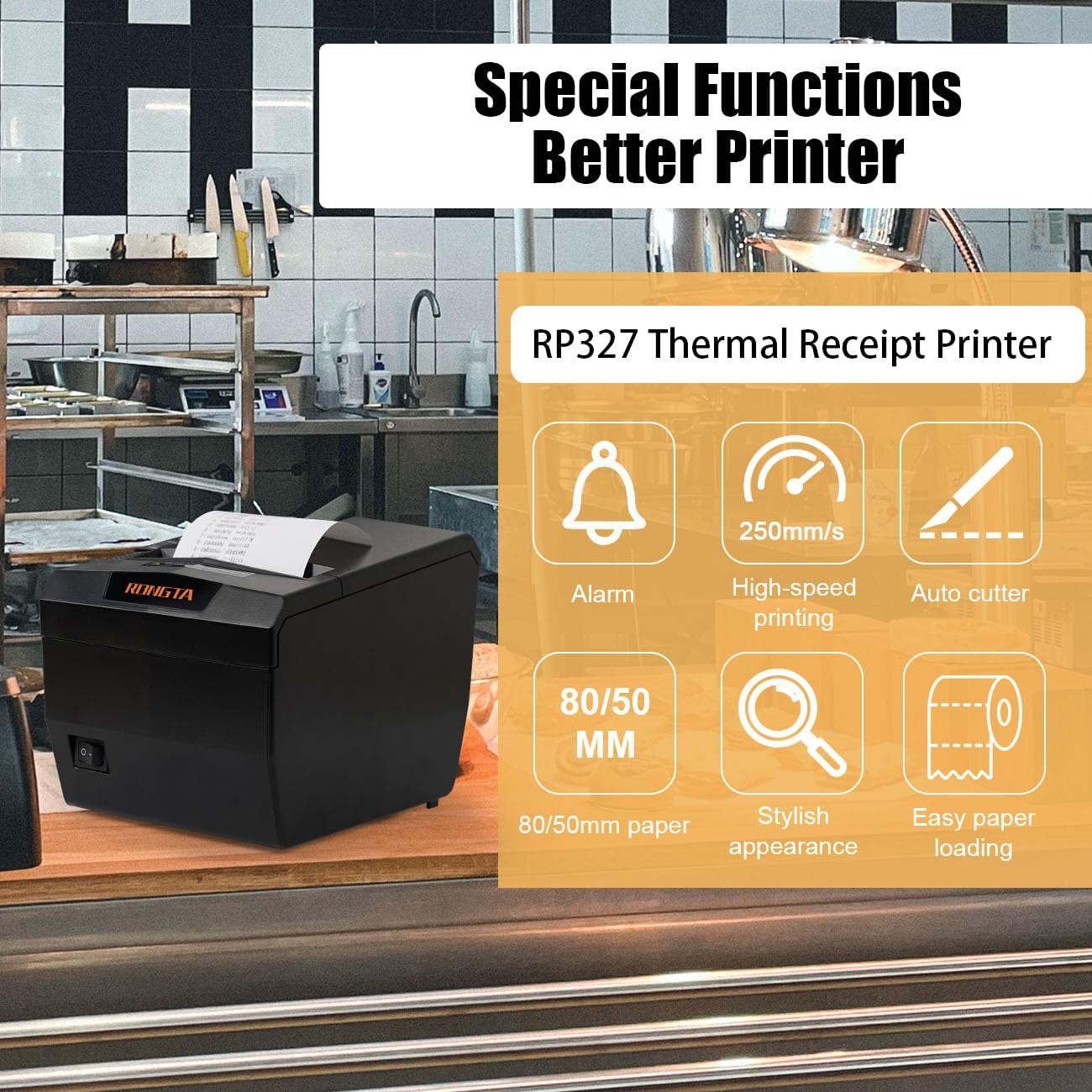 Rongta RP327 POS Receipt Printer, 80mm Thermal Printer