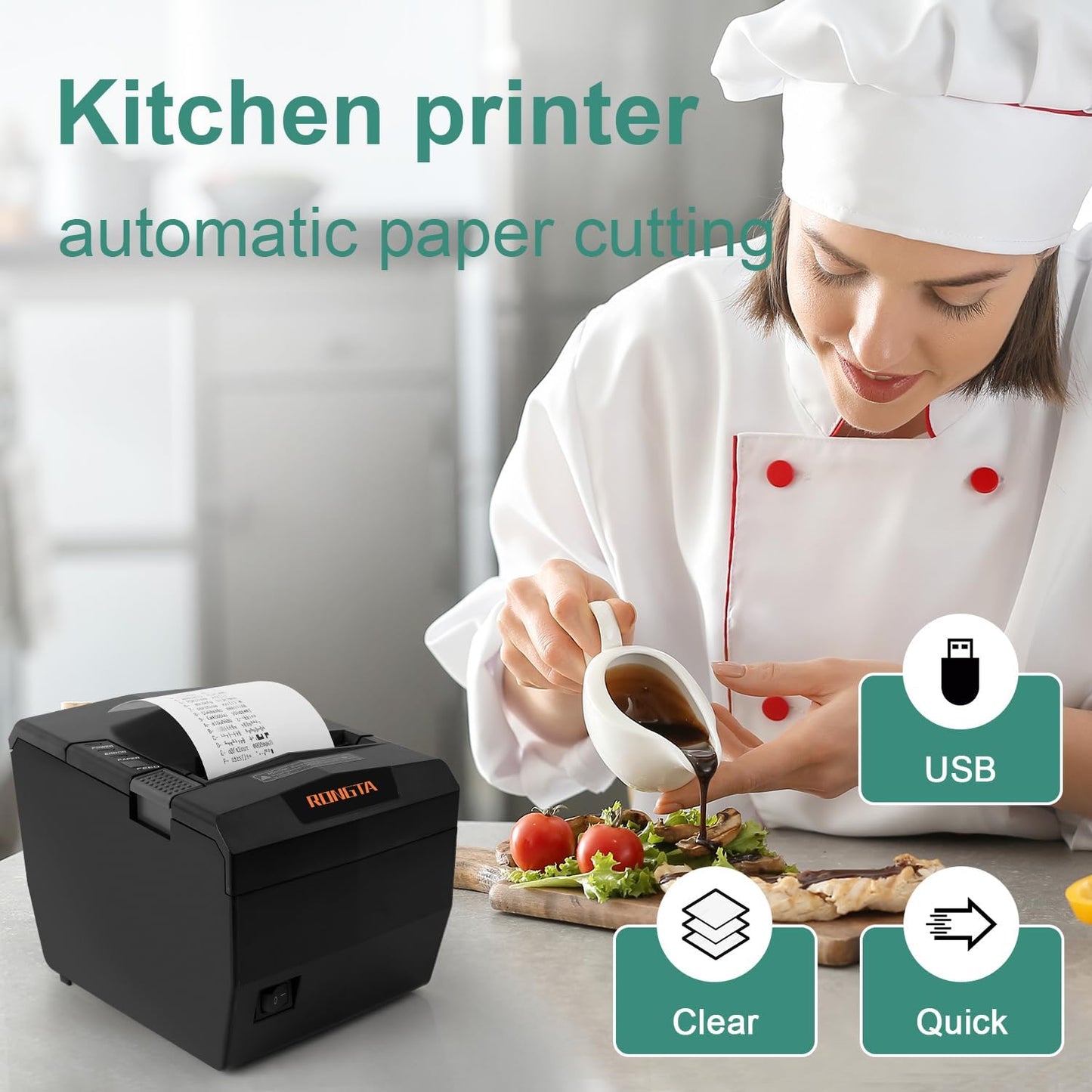 Rongta RP327 POS Receipt Printer, 80mm Thermal Printer