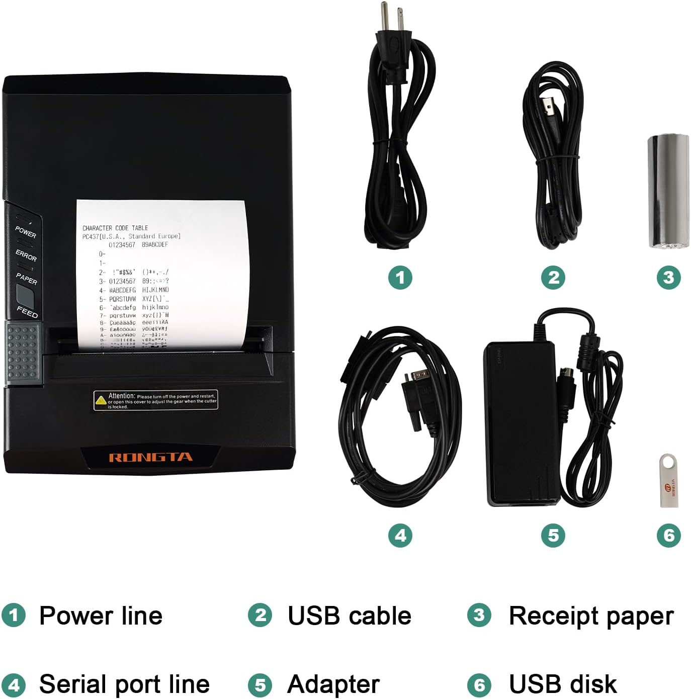Rongta RP327 POS Receipt Printer, 80mm Thermal Printer