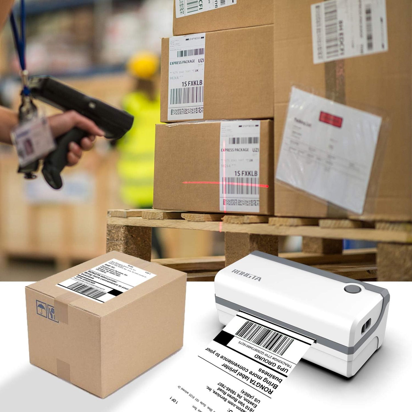 Rongta RP420 Bluetooth Thermal Shipping Label Printer (White grey)