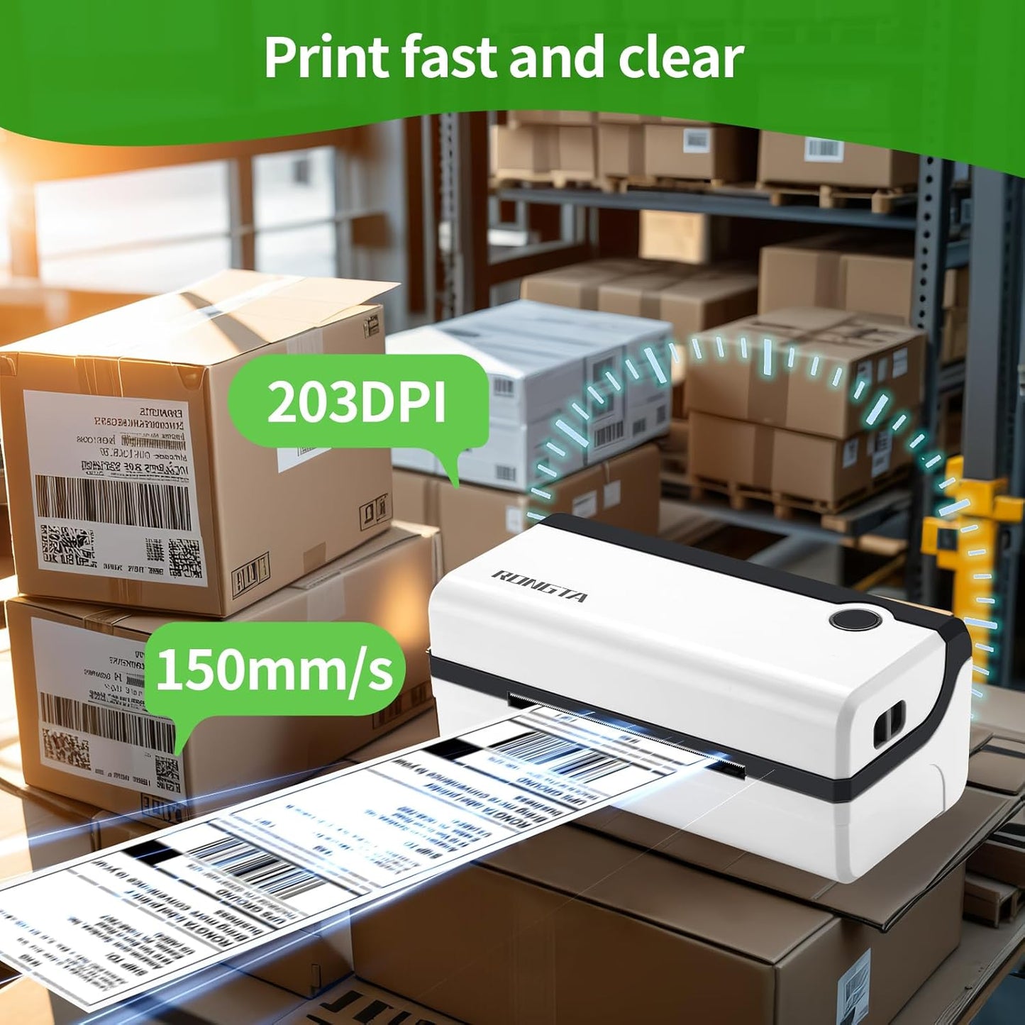 Rongta RP420 Bluetooth Thermal Shipping Label Printer (White)