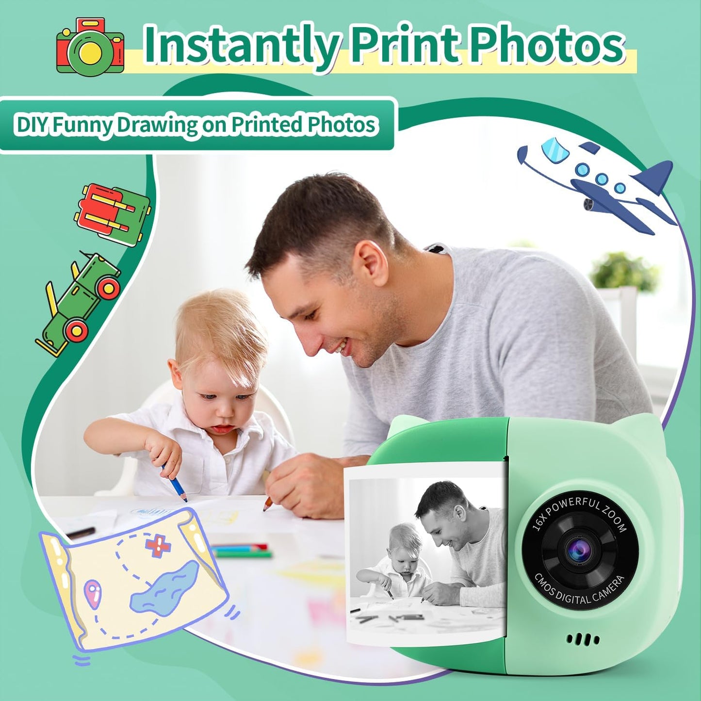 Rongta Z1 Kids Camera Instant Print (Green)