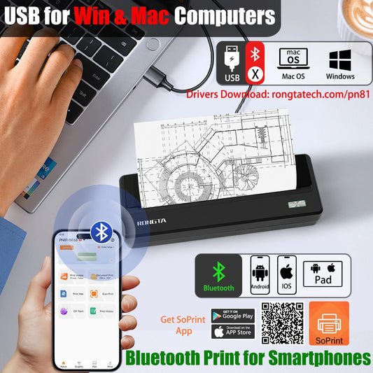 Rongta PN81 Inkless Portable Printer (Black)