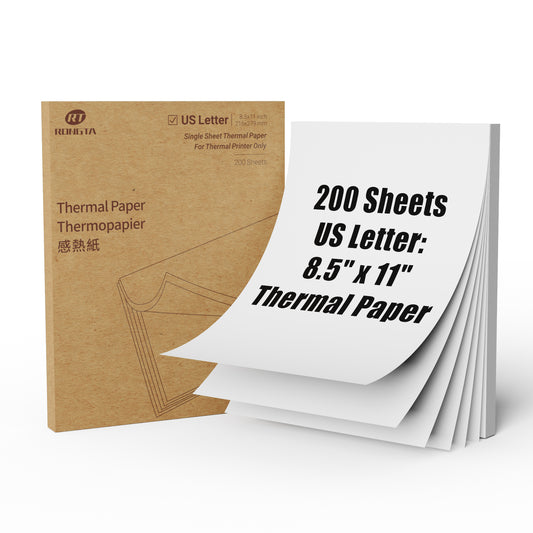 Rongta Thermal Printer Paper 8.5x11 Inches 200 Sheets, Single US Letter Size,Compatible with Portable Printer, Printing Thermal Paper for F81, F82, PN81, 200 Sheets