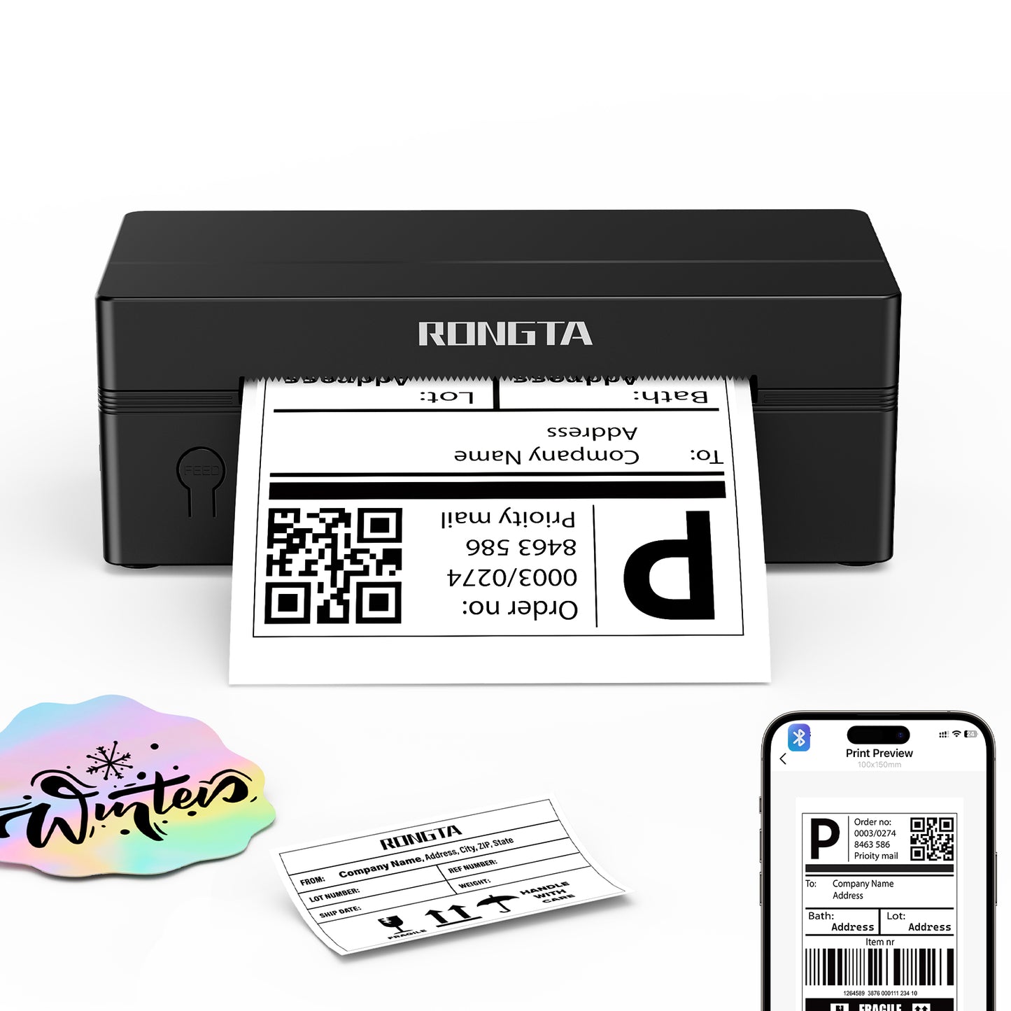 Rongta RP425 Thermal Shipping Label Printer (Black)