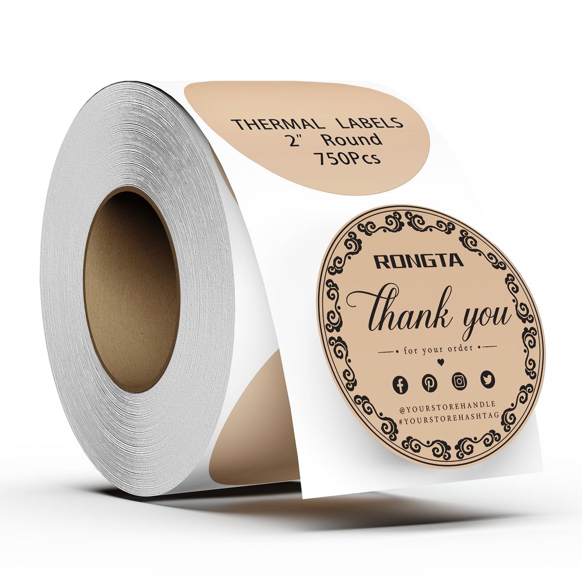 2 inch Round Rolled Thermal Labels 750pcs