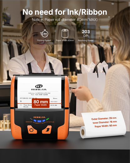 RPP300 Portable 80mm POS Receipt Printer