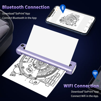 Rongta F81 Bluetooth Thermal Portable Printer Support US Letter (Purple)