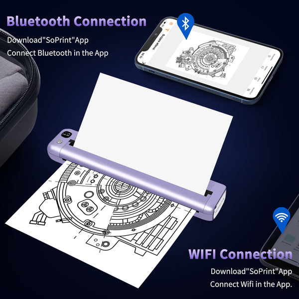 Rongta F81 Bluetooth Thermal Portable Printer Support US Letter (Purple)