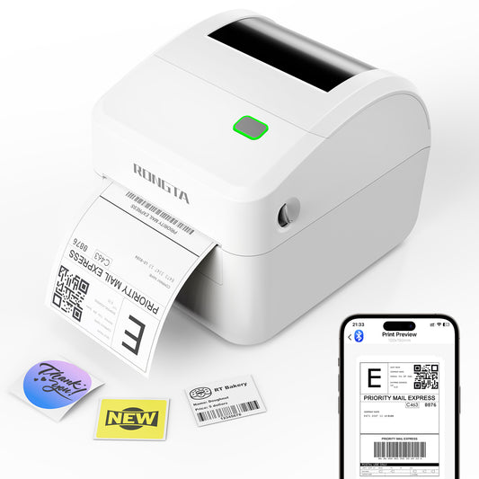 Rongta Bluetooth Thermal Shipping Label Printer, Wireless 4x6 Label Sticker Printer for Shipping Packages, Support Android, iPhone, Widely Used for Amazon,Shopify, Etsy, UPS, White