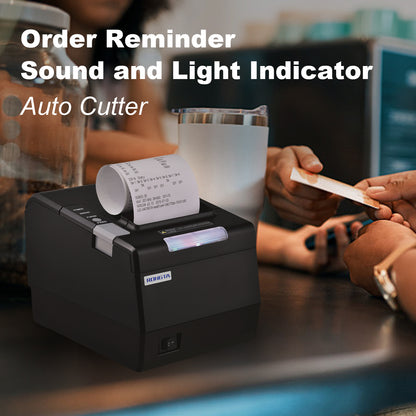 Rongta POS Printer, 80mm Thermal Receipt Printer, Restaurant Kitchen Printer with Auto Cutter, USB Serial Ethernet Interface, ESC/POS Command, Support Cash Drawer for Windows/Mac/Linux(RP850)
