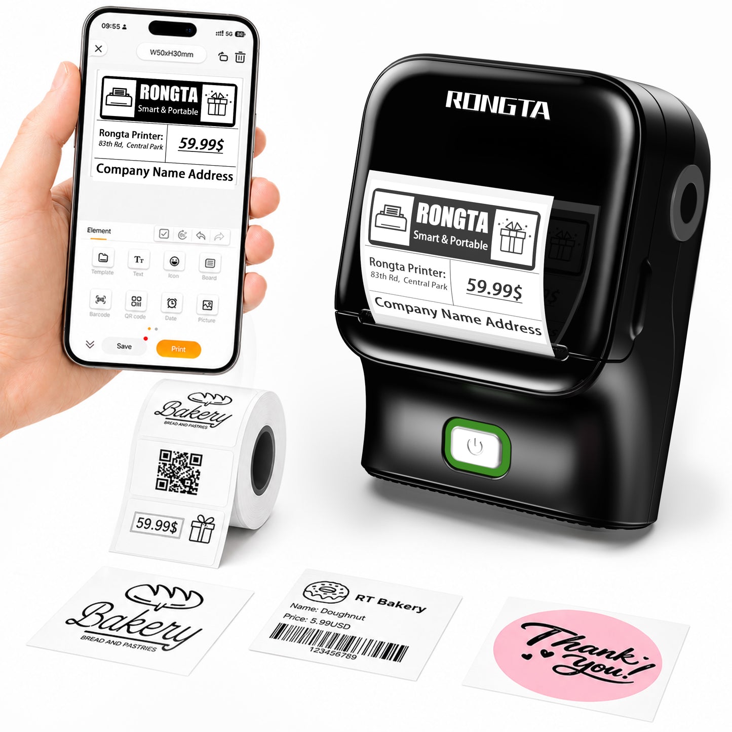 Rongta R22A Bluetooth Label Maker Machine For Office