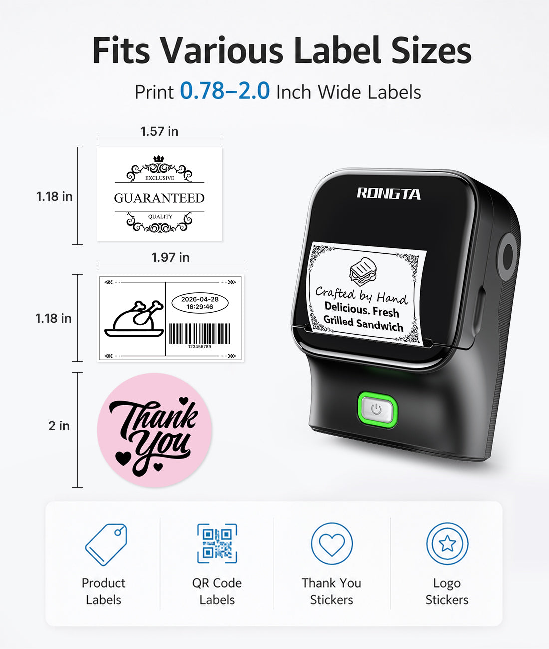 Rongta R22A Bluetooth Label Maker Machine For Office