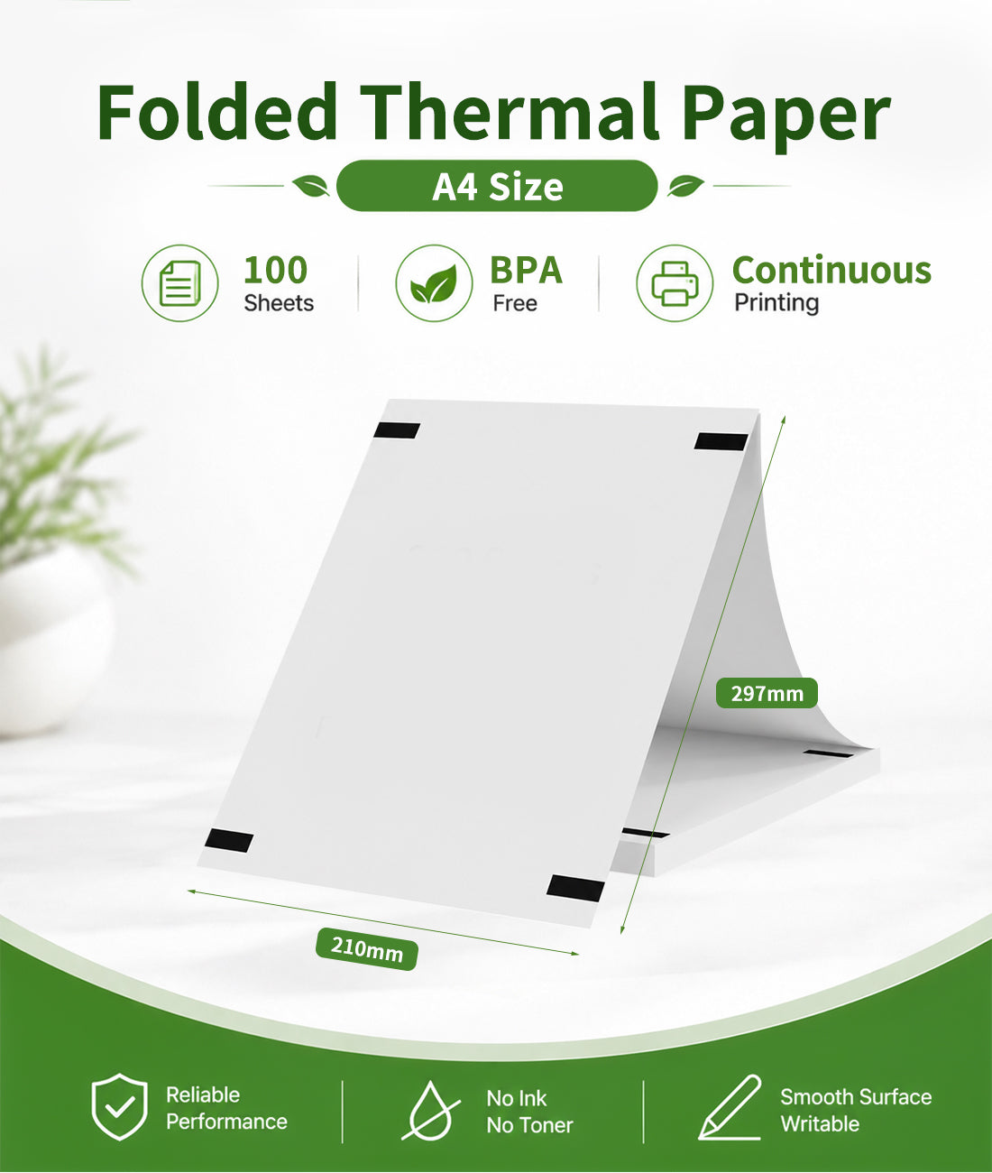 Thermal Printer Paper 8.5 x 11, US Letter Size Inkless Printer Paper