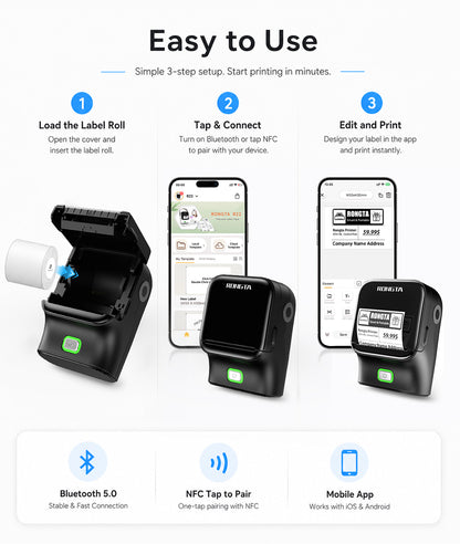 Rongta R22A Bluetooth Label Maker Machine For Office