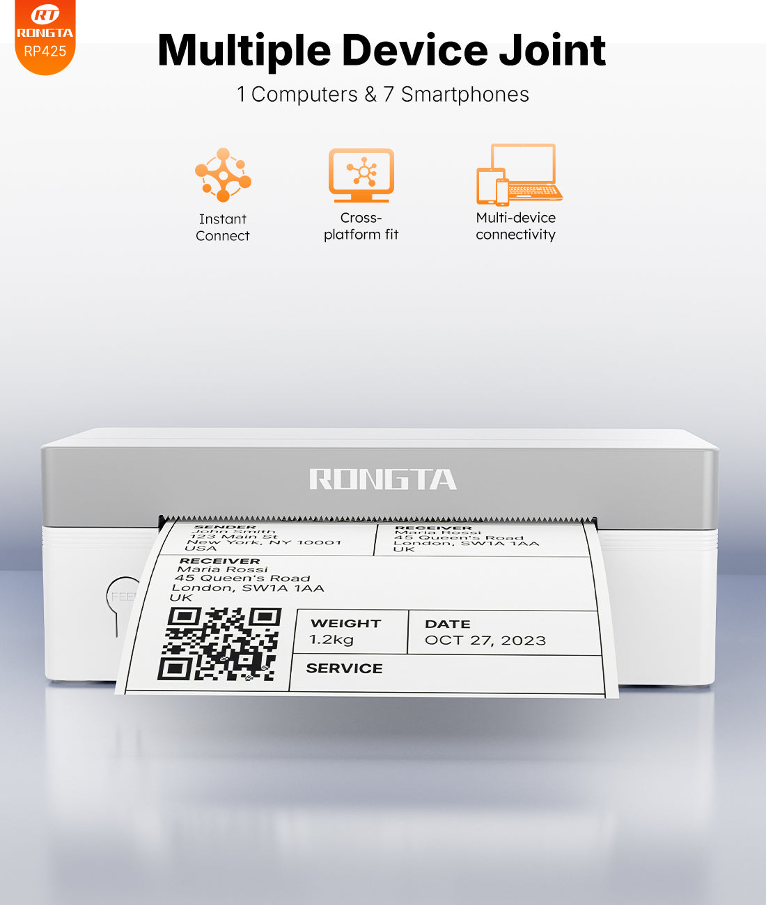 Rongta RP425 Thermal Shipping Label Printer (White)