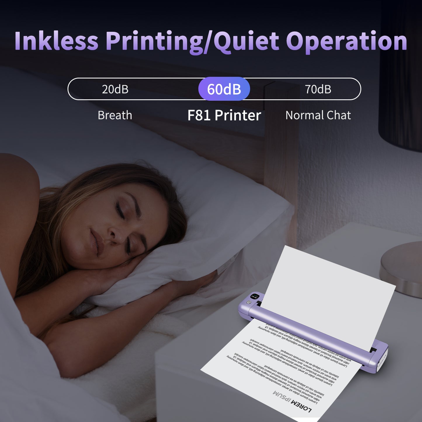 Rongta F81 Bluetooth Thermal Portable Printer Support US Letter (Purple)
