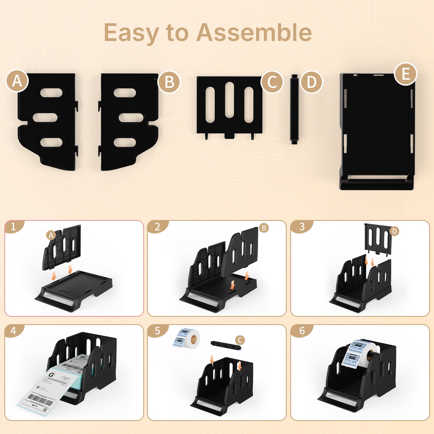 Rongta Label Holder for 4x6 Thermal Printers, Thermal Stickers Holder for Desktop Thermal Printer, Label Dispenser, Supplies for Office, Home for Small Business, Black