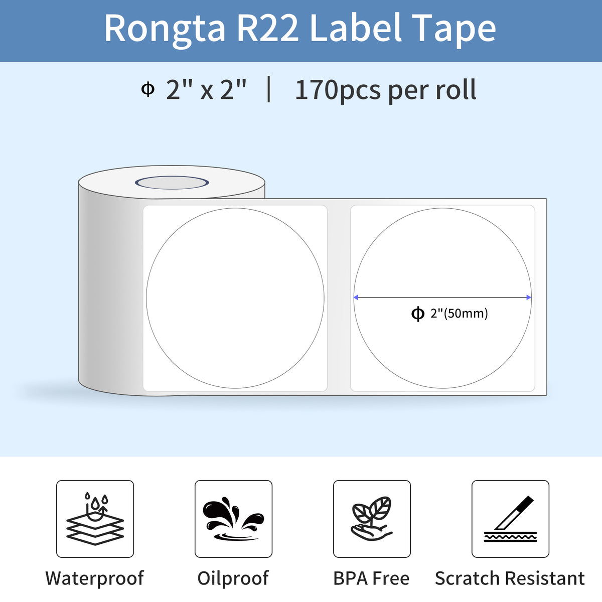 Rongta Label Tape for R22, with NFC Clips, Round Transparent Color