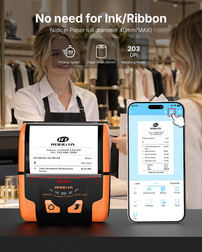 RPP300 Portable 80mm POS Receipt Printer