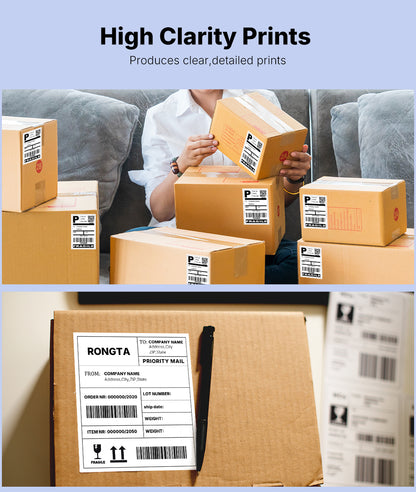 RONGTA 4x6 Thermal Labels, Fanfold Shipping Label Compatible with Thermal Printers,Clear Printing,Permanent Adhesive,220 Sheets per Stack (White, 1 Roll | 220 Labels)