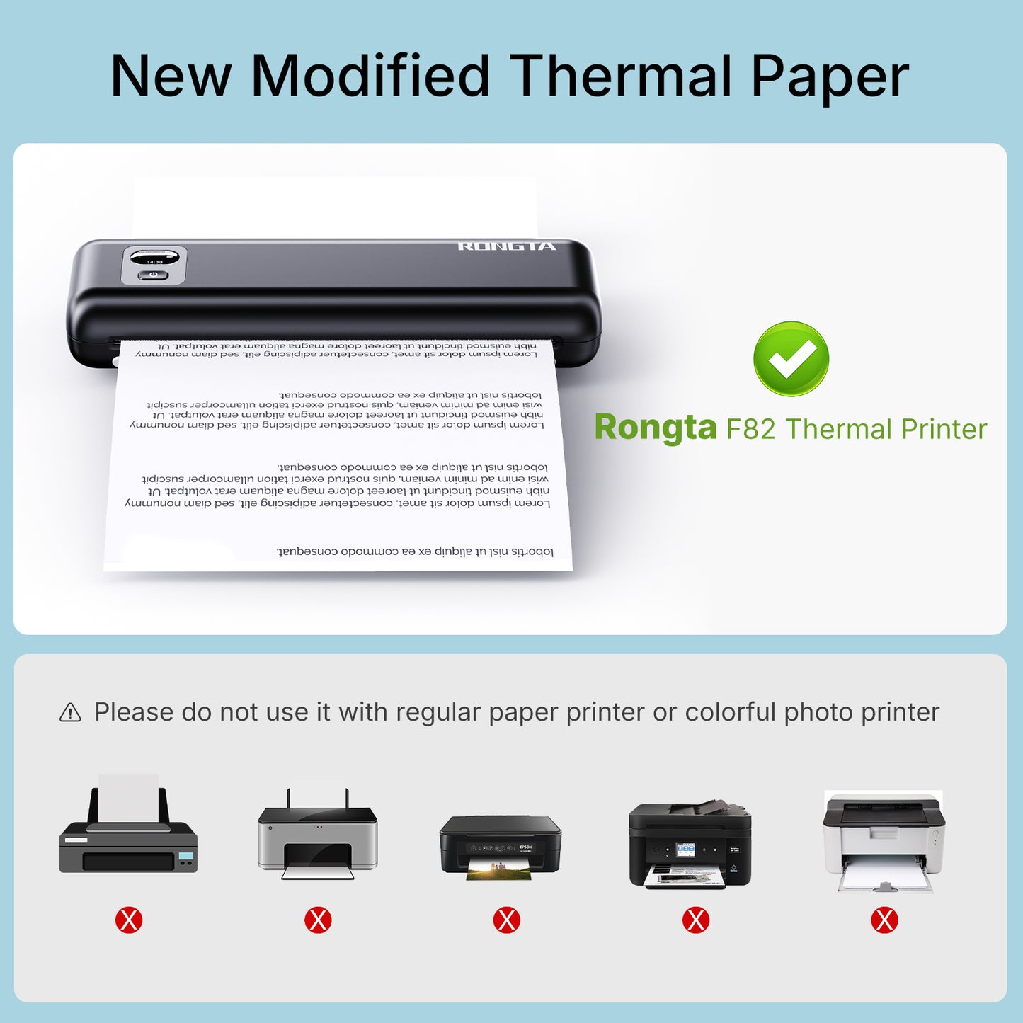 Rongta Thermal Printer Paper 8.5x11 Inches 200 Sheets, Single US Letter Size,Compatible with Portable Printer, Printing Thermal Paper for F81, F82, PN81, 200 Sheets