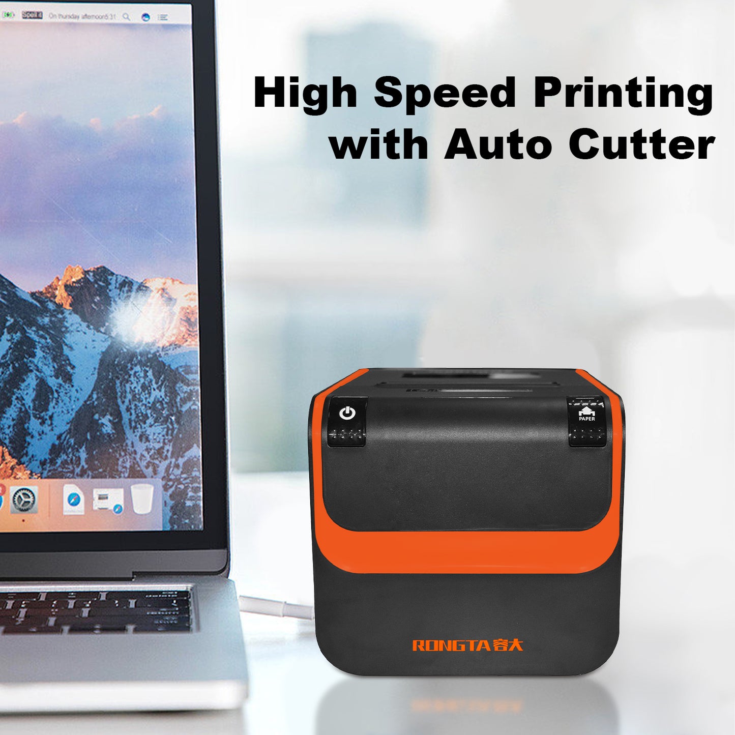 Rongta POS Printer, 80mm Direct Thermal Receipt Printers with Auto Cutter, USB Serial Ethernet Interface, Support Windows/Mac/Linux Cash Drawer, Restaurant Kitchen Printer for ESC/POS (RP332)