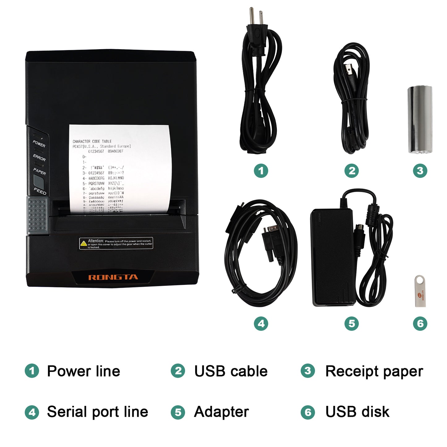 Rongta POS Receipt Printer, 80mm Thermal Printer with USB/Serial/Ethernet and Auto Cutter for Kitchen and Retail Use, Cash Drawer Support for Windows/Mac/Linux (RP327)