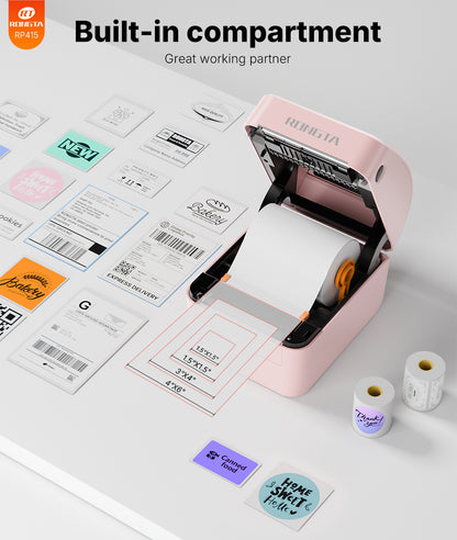Rongta 4x6 Bluetooth Shipping Label Printer - Thermal Label Printer for Shipping Packages, Small Business, Home, Office, Compatible with Amazon, Tiktok, Etsy, USPS, Commercial Grade, Pink