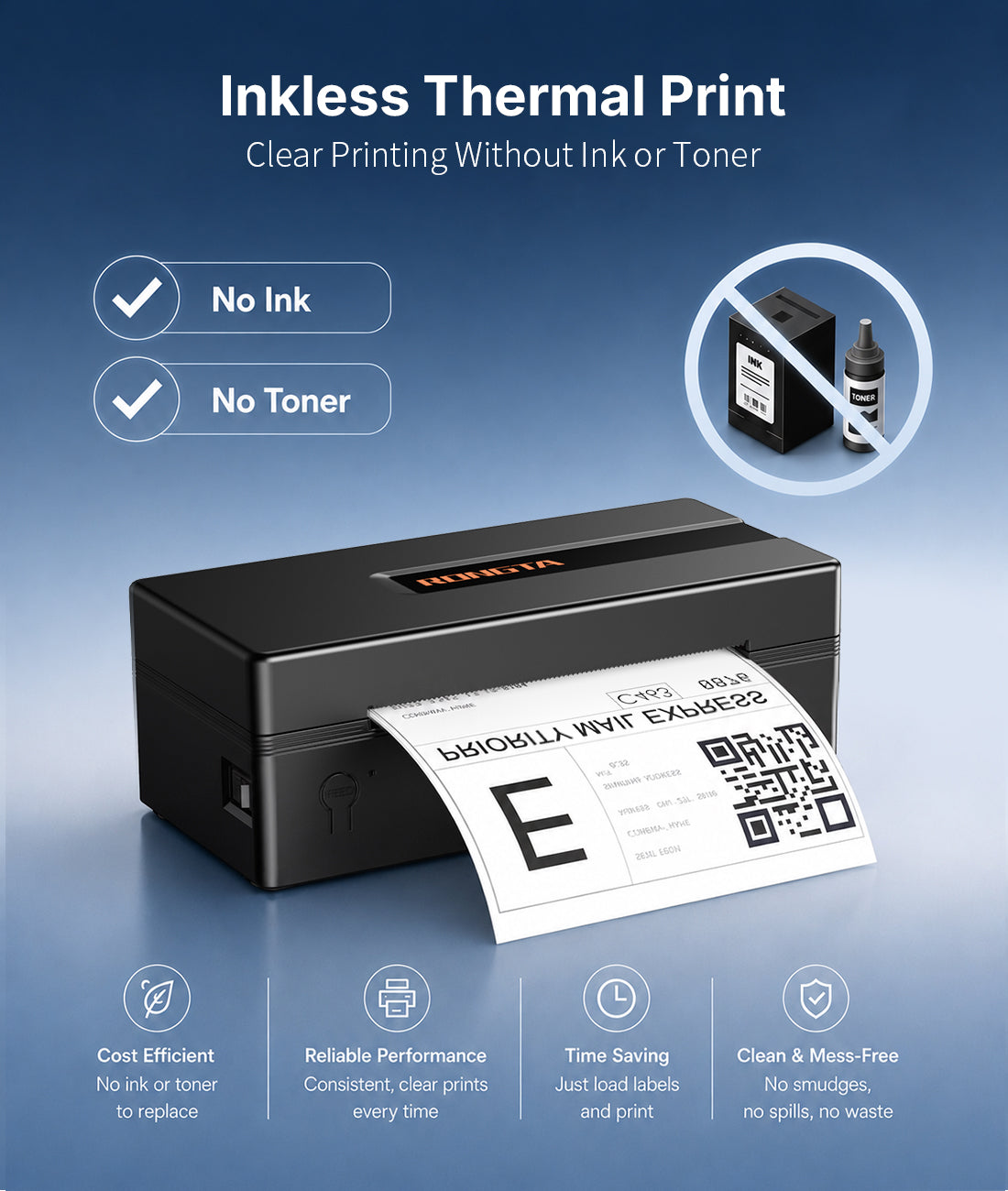 Rongta RP425A Thermal Shipping Label Printer (Black)