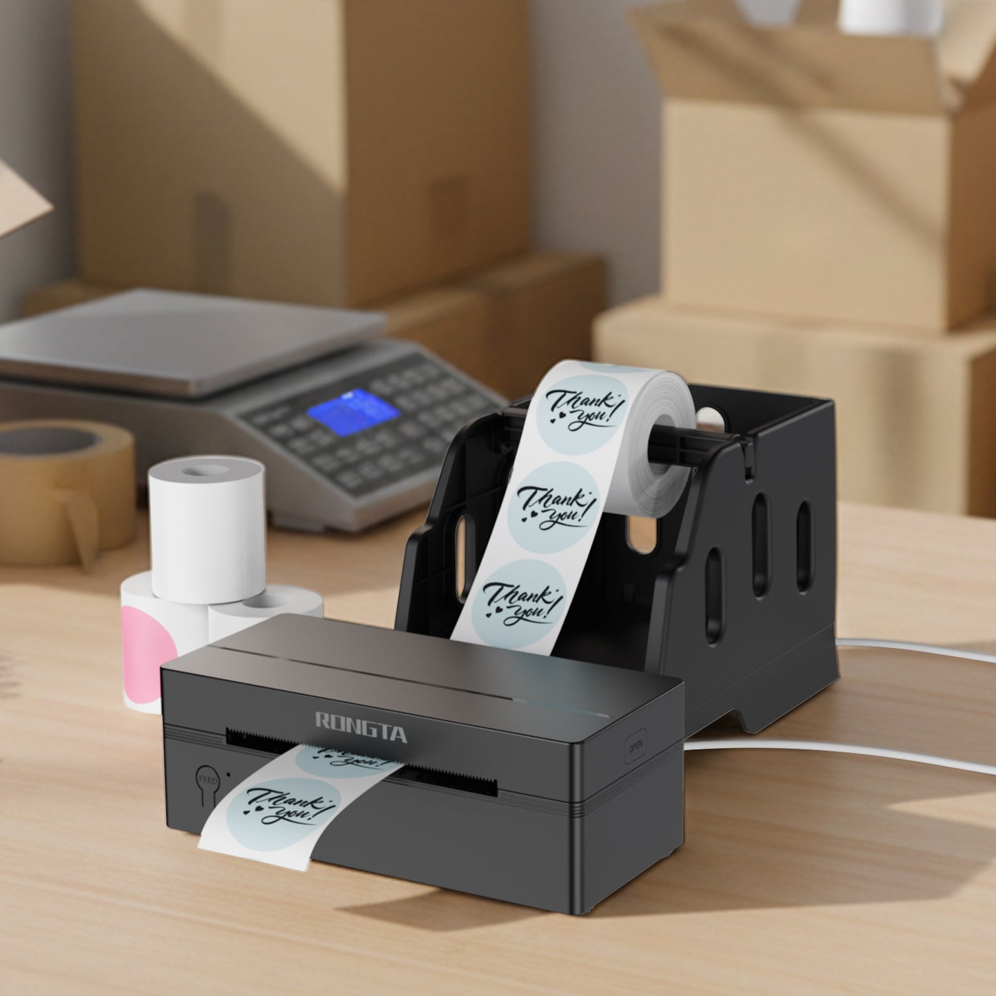Rongta Label Holder for 4x6 Thermal Printers, Thermal Stickers Holder for Desktop Thermal Printer, Label Dispenser, Supplies for Office, Home for Small Business, Black