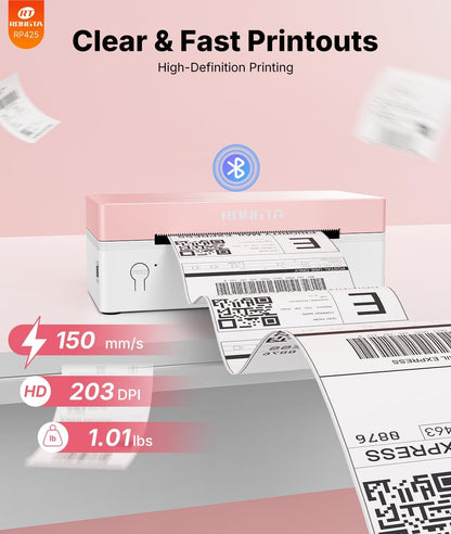 Rongta RP425 Thermal Shipping Label Printer (Pink)