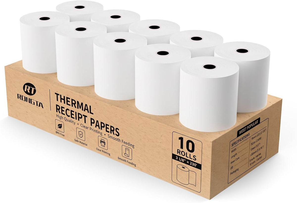 80MM (3 1/8 x 230) Thermal Paper 10 Rolls POS Receipt Paper