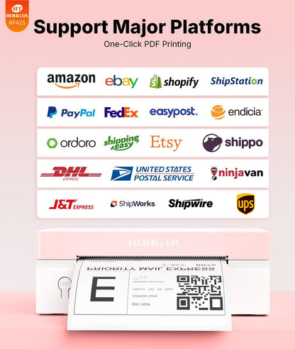 Rongta RP425 Thermal Shipping Label Printer (Pink)