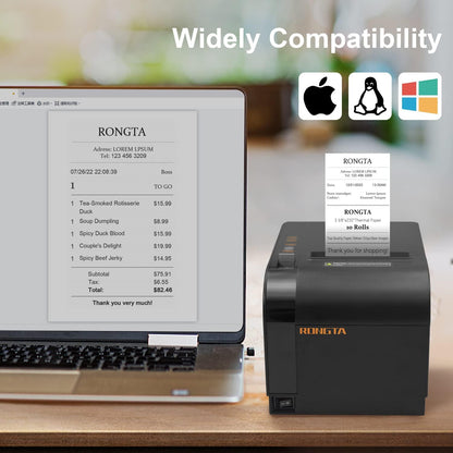 Rongta Thermal Receipt Printer, 80mm Receipt Printers, Thermal Pos Printer with Auto Cutter Support Cash Drawer,USB Serial Ethernet Support ESC/POS, Compatible with Windows/Mac/Linux(RP820)