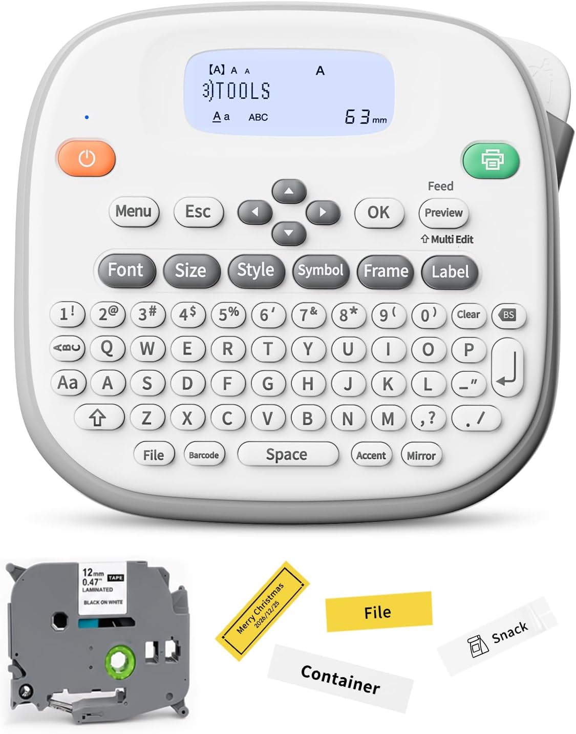 Rongta TD210 Bluetooth Handheld Label Maker Machine with 1 Tape, Portable Label Printer QWERTY Keyboard, for Home, Office, Warehouse Organization