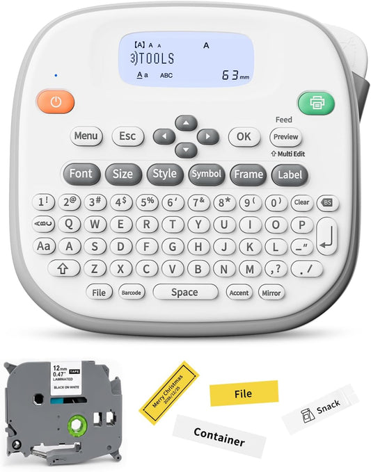 Rongta TD210 Bluetooth Handheld Label Maker Machine with 1 Tape, Portable Label Printer QWERTY Keyboard, for Home, Office, Warehouse Organization