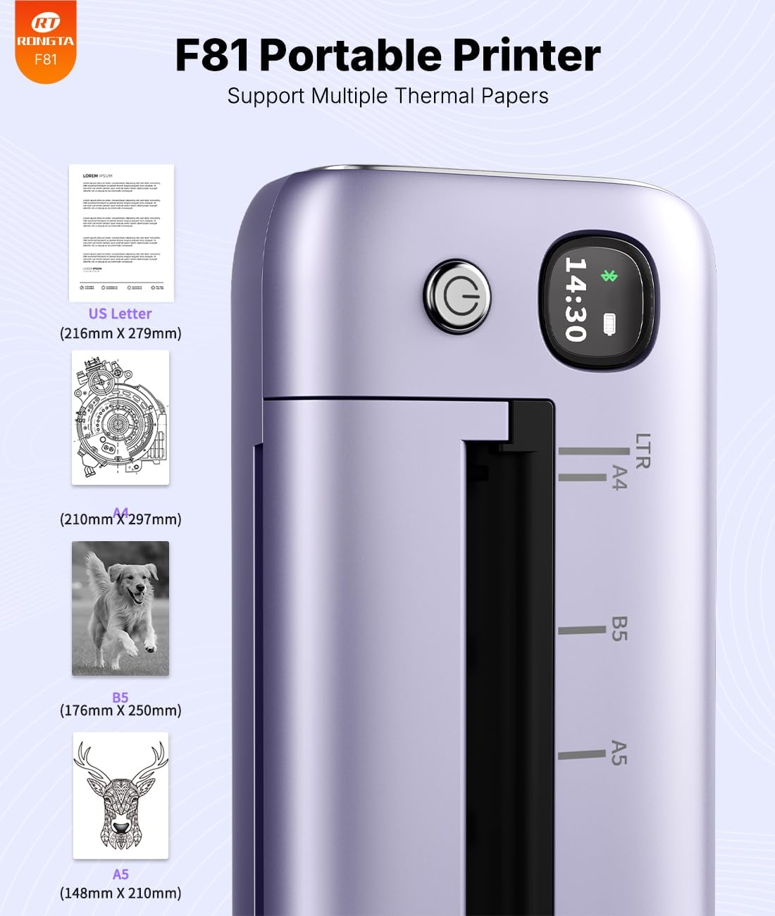 Rongta F81 Thermal Portable Printer (Purple)