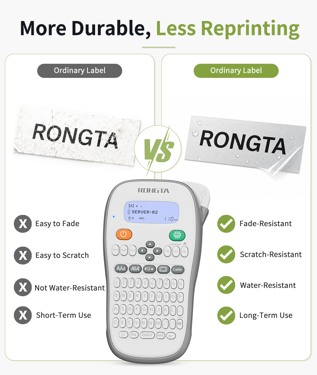 Rongta TH110 Bluetooth Handheld Label Maker Machine with 1 Tape, QWERTY Keyboard Portable Label Printer, for Home, Office, Organization