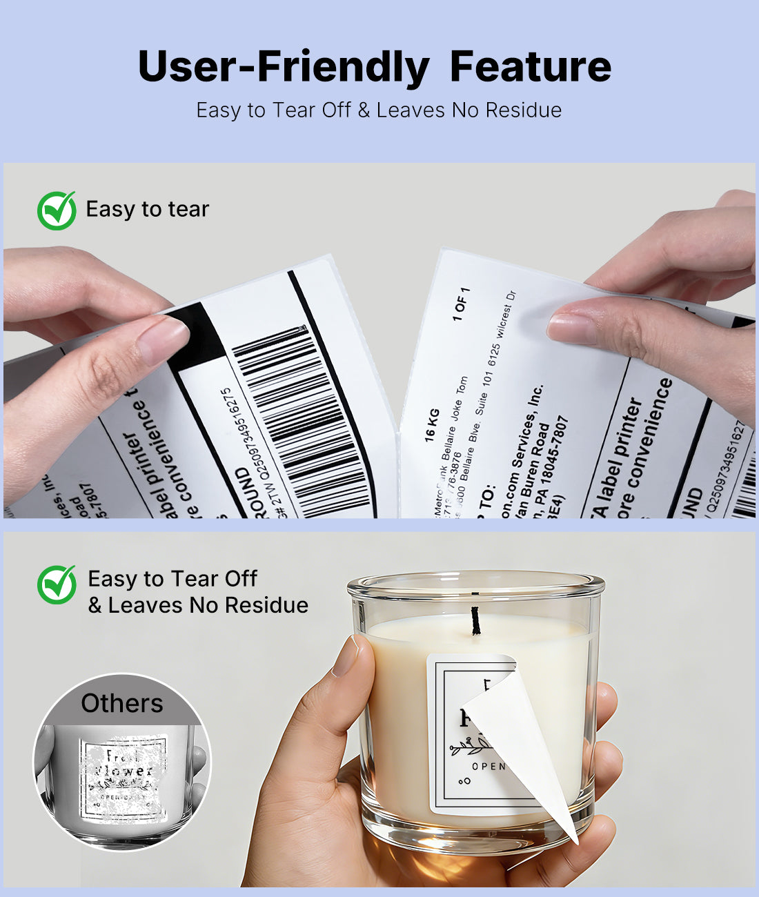 RONGTA 4x6 Thermal Labels, Fanfold Shipping Label Compatible with Thermal Printers,Clear Printing,Permanent Adhesive,220 Sheets per Stack (White, 1 Roll | 220 Labels)