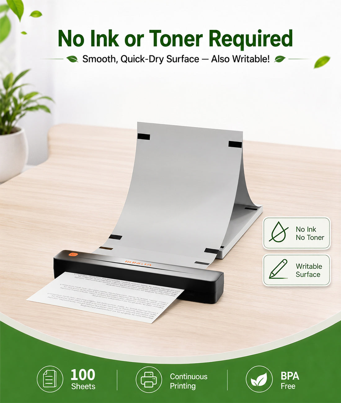 Thermal Printer Paper 8.5 x 11, US Letter Size Inkless Printer Paper
