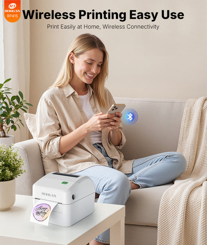 Rongta Bluetooth Thermal Shipping Label Printer, Wireless 4x6 Label Sticker Printer for Shipping Packages, Support Android, iPhone, Widely Used for Amazon,Shopify, Etsy, UPS, White