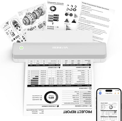 Rongta F11A Thermal Portable Printer, Support US Letter, White