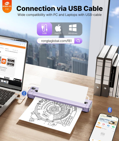 Rongta F81 Thermal Portable Printer (Purple)