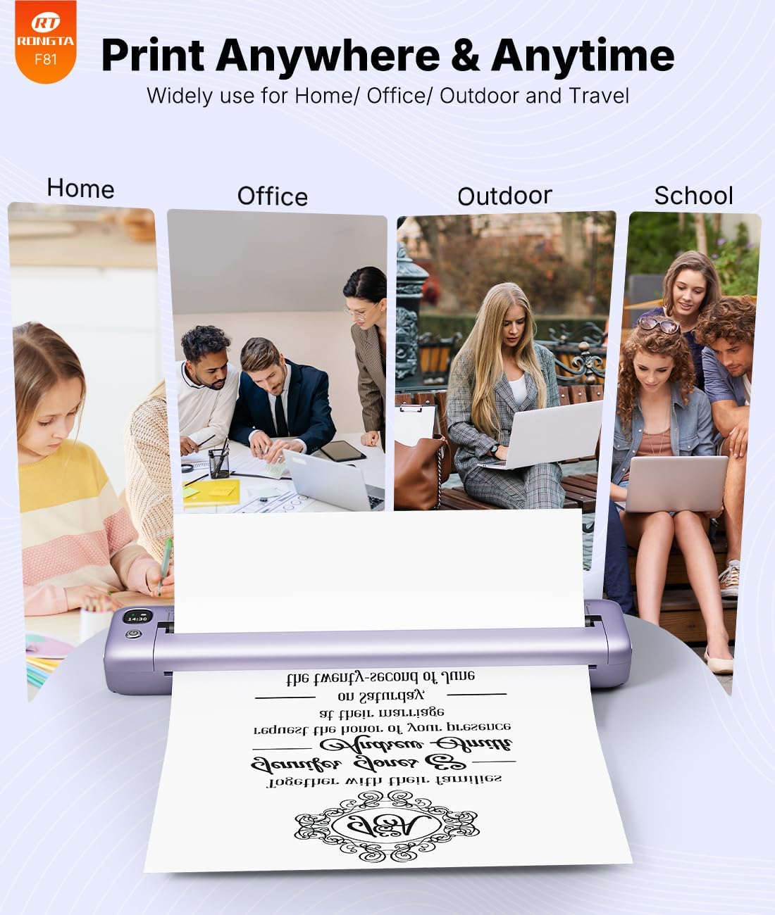 Rongta F81 Thermal Portable Printer (Purple)